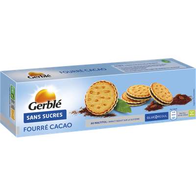 Biscuit fourré au cacao sans sucre, Gerblé (185 g)