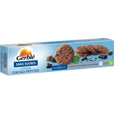 Cookies au cacao et aux pépites de chocolat sans sucre ajouté, Gerblé (130 g)
