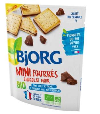 Biscuits mini fourrés chocolat noir BIO, Bjorg (180 g)