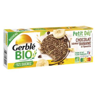 Petit dej'chocolat saveur banane au blé ancien BIO, Gerblé  (132 g)