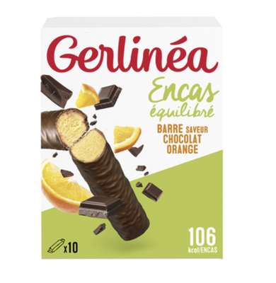 Barres encas équilibré chocolat et orange, Gerlinea (x 10, 310 g)