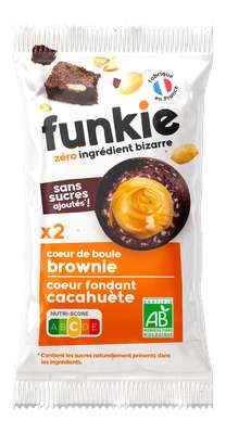 Coeur de boule Brownie Beurre de cacahuète BIO, Funkie (x 2 boules, 36 g)