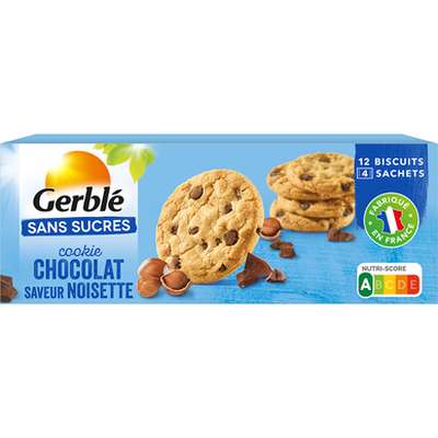 Cookies aux pépites de chocolat et noisettes sans sucres, Gerblé (130 g)