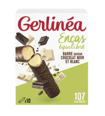 Barres d'encas saveur chocolat noir et blanc, Gerlinéa (x 10, 310 g)