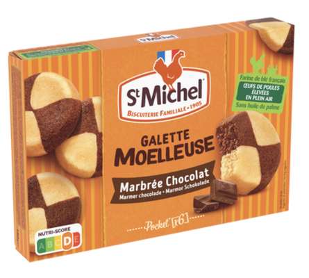 Galettes moelleuses marbrées au chocolat, St Michel (180 g)