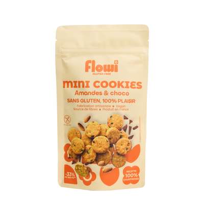 Mini Cookies Amandes & Chocolat sans gluten BIO, Flowi (130 g)