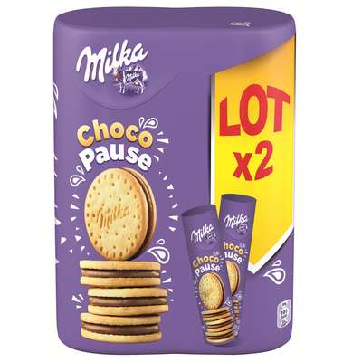 Biscuits fourrage chocolat lait, Milka (x 2, 520 g)