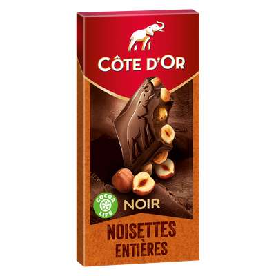 Chocolat noir noisettes entières, Côte d'Or (180 g)