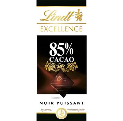 Chocolat noir excellence 85% de cacao, Lindt (100 g)