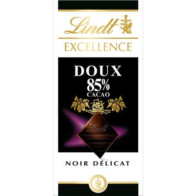 Chocolat noir excellence noir 85% doux, Lindt (100 g)