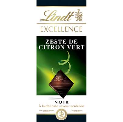 Chocolat noir au zeste de citron vert, Lindt (100 g)