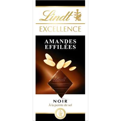 Chocolat noir amandes effilées, Lindt (100 g)