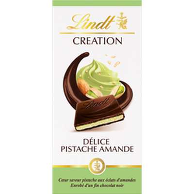 Chocolat noir pistache amande création délice, Lindt (150 g)