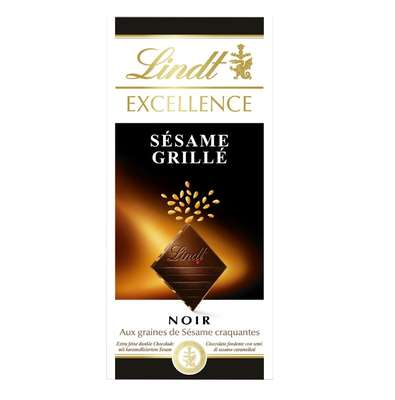 Chocolat noir au sésame grillé, Lindt (100 g)