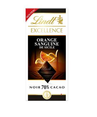 Chocolat excellence noir orange sanguine 70%, Lindt (100 g)