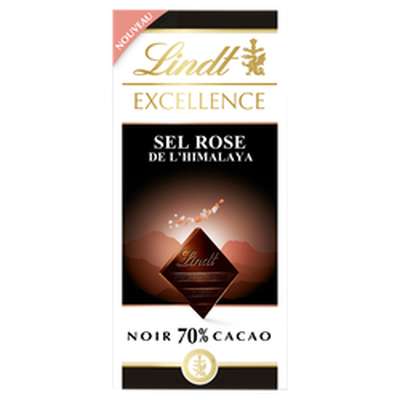 Chocolat noir au sel rose de l'Himalaya 70% cacao, Lindt (100 g)