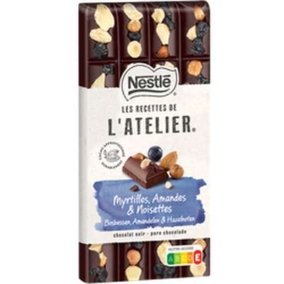 Chocolat noir myrtilles amande noisettes, Les recettes de l'atelier Nestlé (170 g)