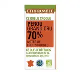 Chocolat noir 70% Pérou BIO, Ethiquable (100 g)