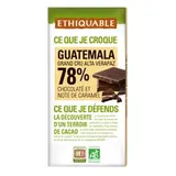 Chocolat noir 78% Guatemala BIO, Ethiquable (100 g)