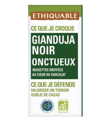Chocolat noir Gianduja BIO, Ethiquable (100 g)