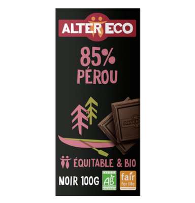 Chocolat Noir 85% Perou BIO, Alter Eco (100 g)