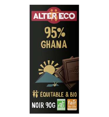 Chocolat noir 95% cacao Togo BIO, Alter Eco (90 g)