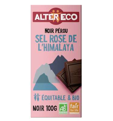 Chocolat noir au sel rose de l'Himalaya BIO, Alter Eco (100 g)