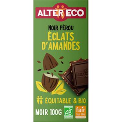 Chocolat noir aux amandes BIO, Alter Eco (100 g)