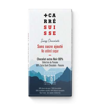 Chocolat extra noir du Panama 80% - Recette N°61, Carré Suisse (90 g)
