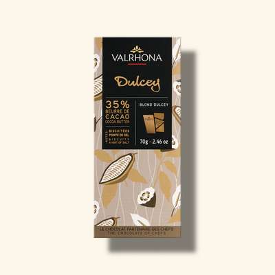 Tablette de chocolat blond Dulcey 35%, Valrhona (70 g)