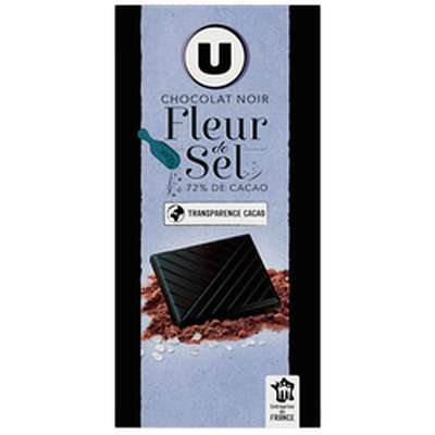 Tablette de chocolat noir dégustation 60% de cacao et fleur de sel, U (100 g)