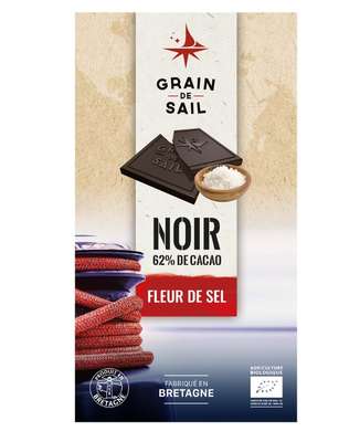 Chocolat noir et fleur de sel BIO, Grain de sail (100 g)