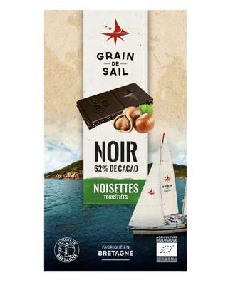 Chocolat noir noisettes torrefiées BIO, Grain de sail (100 g)