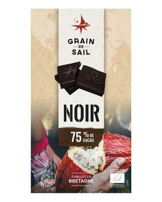 Chocolat noir 75% BIO, Grain de sail (100 g)