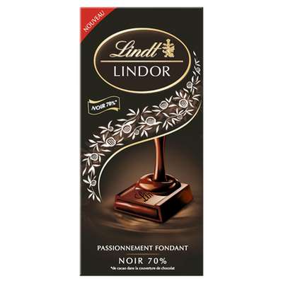 Tablette Lindor Noir 70%, Lindt (145 g)