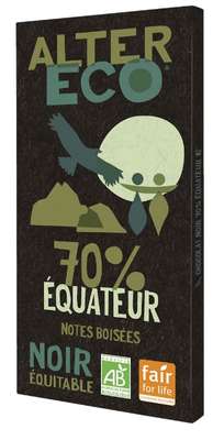 Chocolat noir équateur 70% BIO, Alter Eco (100 g)