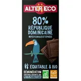 Chocolat noir République Dominicaine 80% BIO, Alter Eco (100 g)