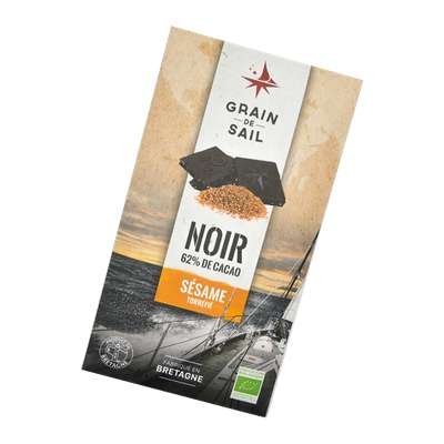 Chocolat noir sésame BIO, Grain de sail (100 g)