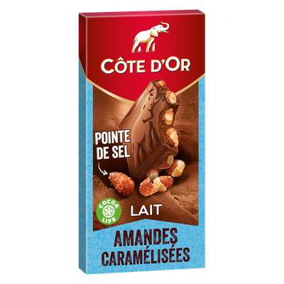 Chocolat au lait amandes caramélisées et pointe de sel, Côte d'Or (180 g)