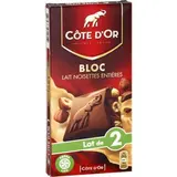Chocolat au lait noisettes entières, Côte d'Or (2 x 180 g)