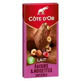 Chocolat au lait raisin et noisette, Côte d'Or (180 g)