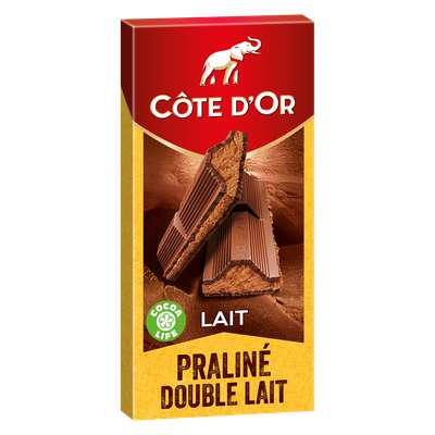 Chocolat au lait fourré au praliné, Côte d'Or (200 g)