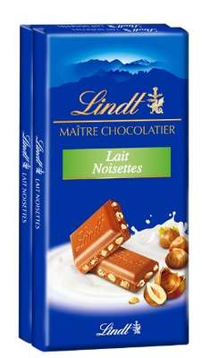Lindt tablette de chocolat lait Noisettes, Lindt (100g - Lot de 2)