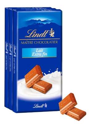 Tablette chocolat maître chocolatier lait extra fin, Lindt  (3 x 100 g)