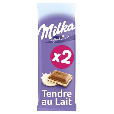 Chocolat tendre au lait, Milka LOT DE 2 (2 x 100 g)