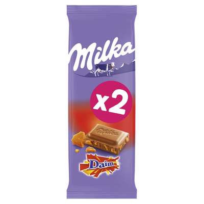Chocolat au lait et au Daim, Milka LOT DE 2 (2 x 100 g)
