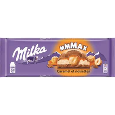 Chocolat au lait fourré à la crème caramel et noisettes, Milka (300 g)