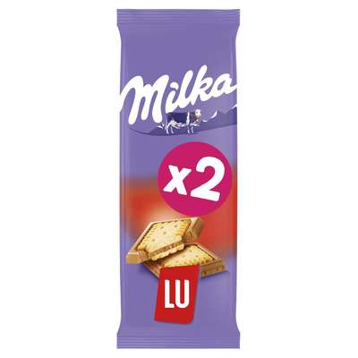 Chocolat au lait biscuit LU, Milka (2 x 87 g)