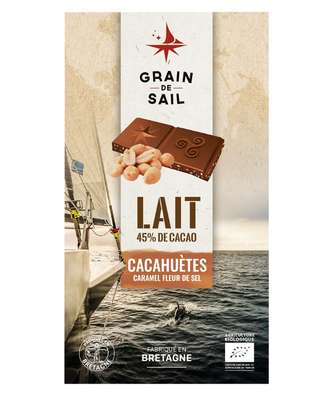Chocolat lait cacahuètes caramel BIO, Grain de sail (100 g)