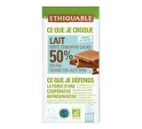 Chocolat lait 50% Bolivie BIO, Ethiquable (100 g)